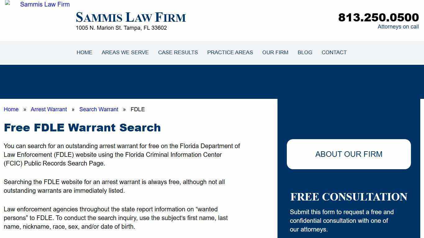 Attorney on FDLE Warrant Search for "Wanted Persons" in Florida